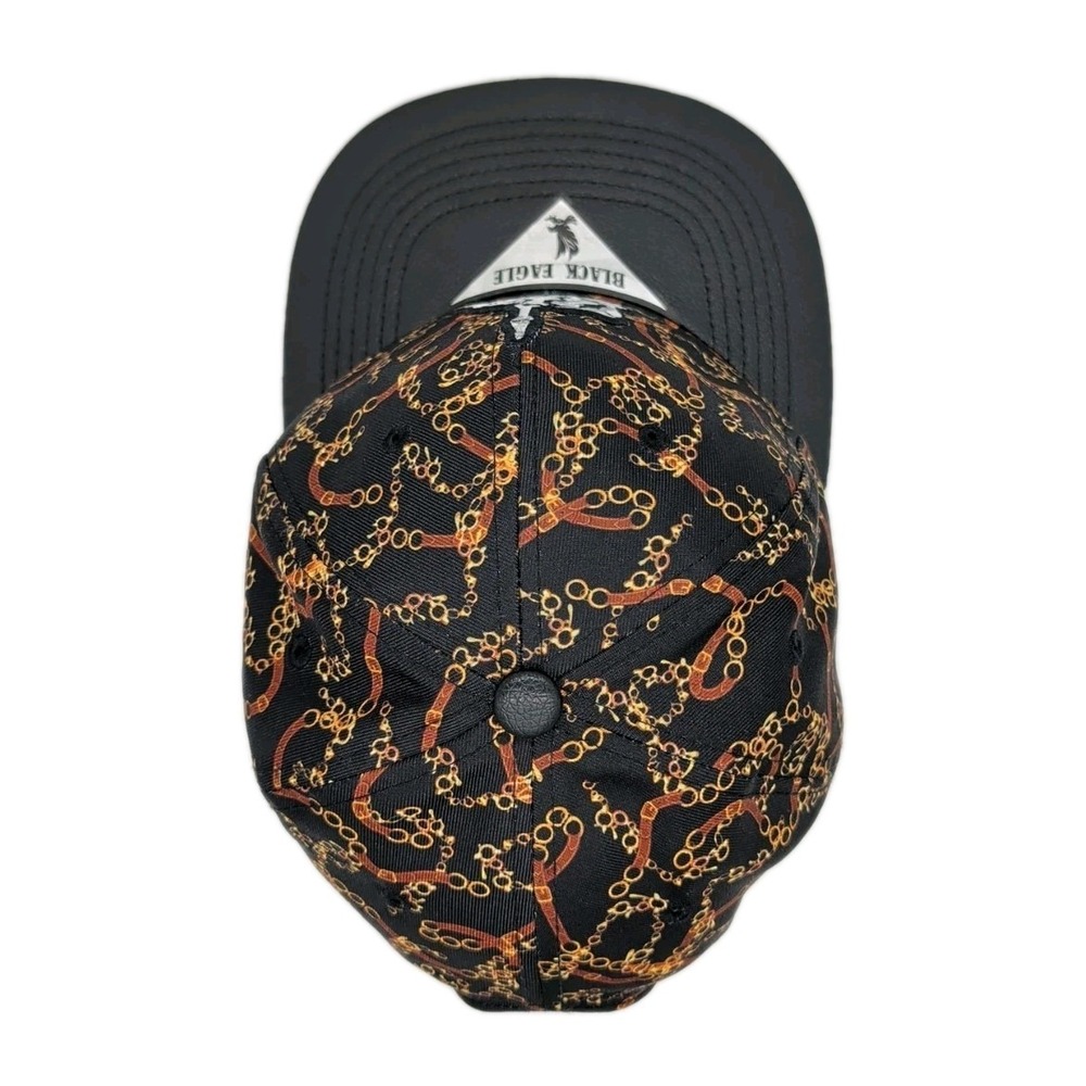 Skeleton Middle Finger Embroidered Hat Chain-Link & Black Flat Bill Snapback Cap - Picture 5 of 11